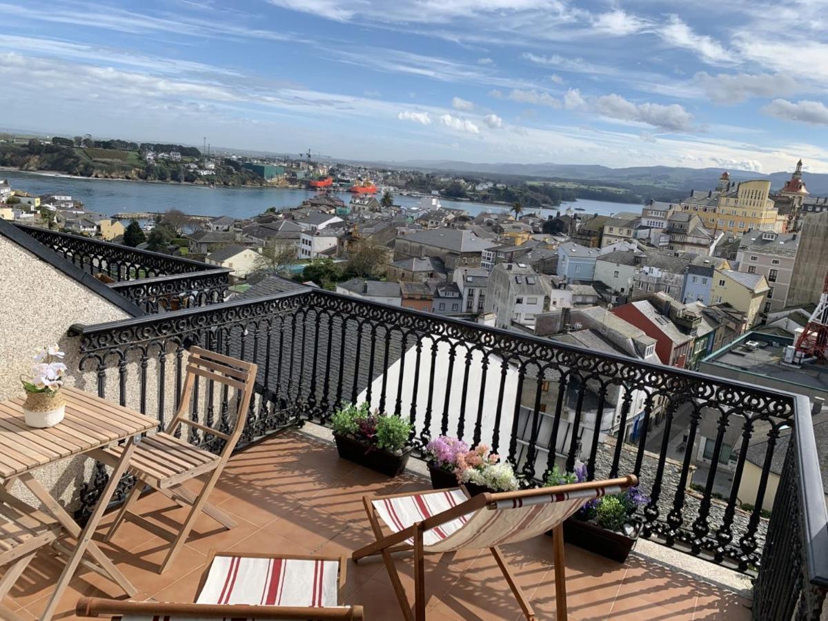Moderno Piso Con La Mejor Terraza De Ribadeo Y Vistas Maravillosas Eksteriør billede